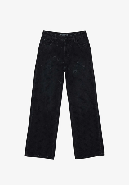 Stradivarius WITH RHINESTONES - Relaxed fit jeans - black denim