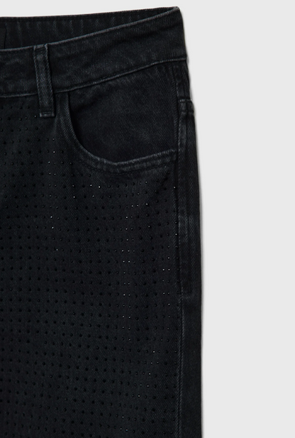Stradivarius WITH RHINESTONES - Relaxed fit jeans - black denim